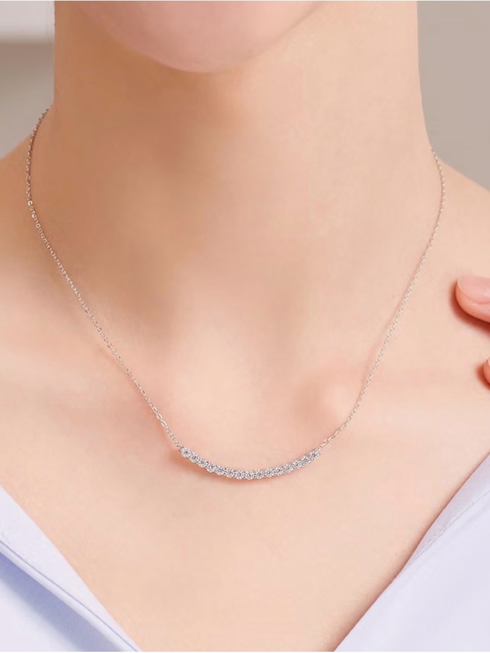 Delicate 925 Silver Moissanite VVS1 Authentic Bar Necklace - Women Jewelry 💎/GRA